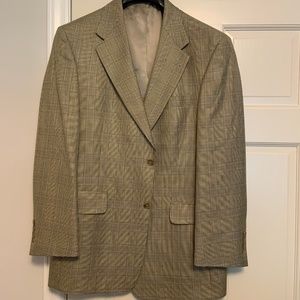 Mens Blazer Sportcoat Hart Schaffner & Marx Gold Tan Brown Windowpane Plaid 40S